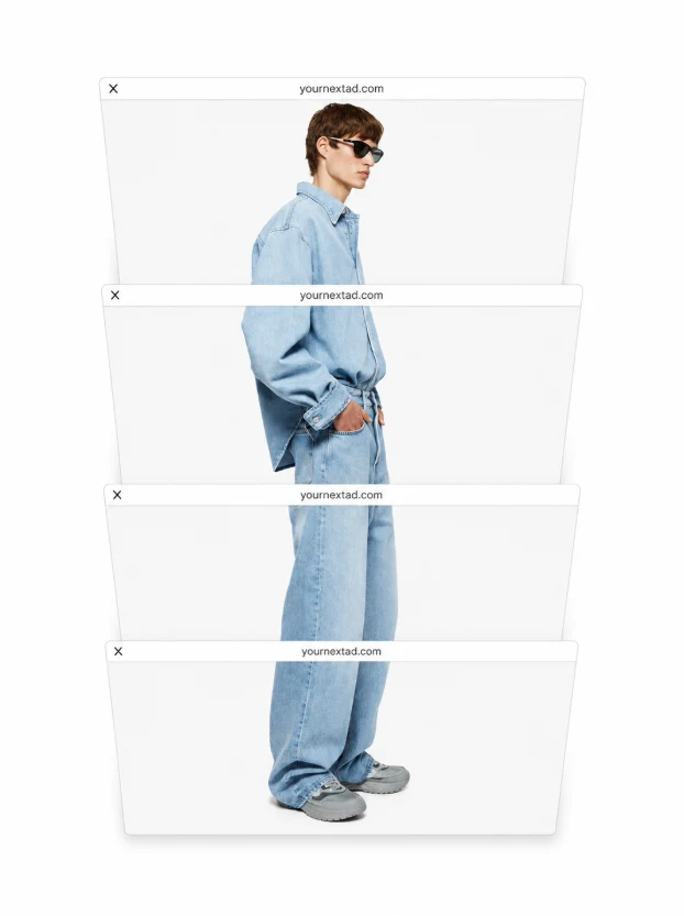 Denim Stack Ad — stacked browser windows web campaign